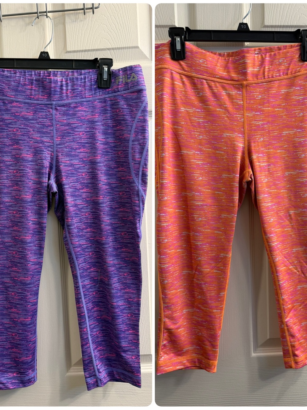 Fila Purple and Orang Bundle Space-Dye Capri Leggings
